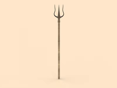 Durable Trident Style Hardware Tool Featuring Long Metal Shaft And Three Prongs 3d model