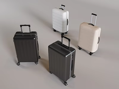 Various Color Modern Suitcases with Telescopic Handles And Rolling Wheels 3d model