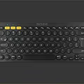 Contemporary Slim Computer Keyboard With Round Keys And Yellow Accents