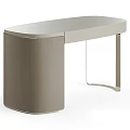 Modern Dressing Table Design With Sleek Surface Metal Legs And Open Shelves