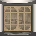 Modern Wooden Double Doors With Glass Panels And Green Frame