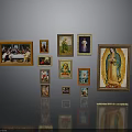Diverse Framed Religious Paintings Featuring The Last Supper And Madonna