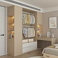 Modern Bedroom Wardrobe Design With Hanging Rods Drawers And Open Shelves