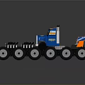 Colorful Blue And Orange Toy Truck With Multiple Large Wheels For Kids Play