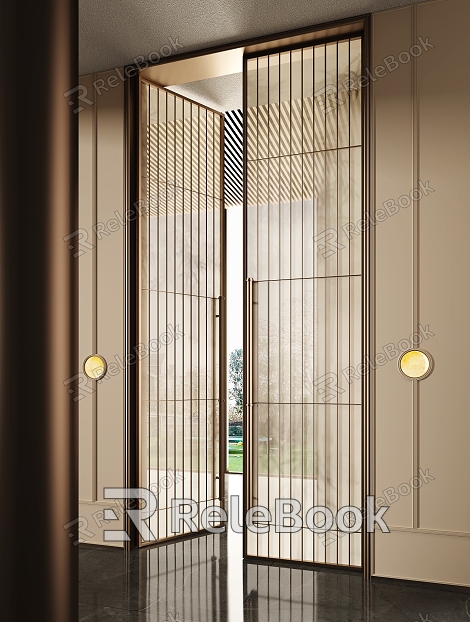 Metal Glass Door Light Luxury Double Door model