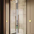 Modern Grid Design Double Doors With Round Lights And Indoor Outdoor View