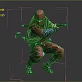 The Man in Red Ninja Costume in Fighting Stance Wielding Dual Swords with Rope Details