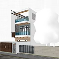 Modern Detached Villa Two Storey Design With Balcony Wooden Gate Large Tree And Front Fence