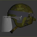 Military Weapon Helmet With Transparent Face Shield Camouflage Color And Metal Strap