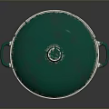 Green Enamel Cooking Pot With Lid And Side Handles For Kitchen Use
