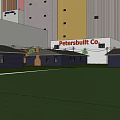 Petersbuilt Co Industrial Area With Colorful High Rise And Low Blue Roof Buildings