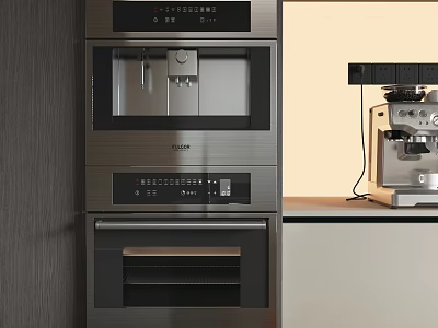 Sleek Modern Kitchen Appliances With Built in Oven Microwave And Coffee Machine 3d model