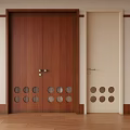 Brown And Beige Swing Doors With Circular Cutout Patterns In Modern Interior 3d model