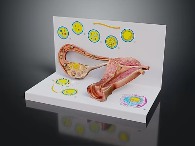 Pelvic Organs Detailed Anatomical Model With Cellular Structures And Medical Illustrations 3d model