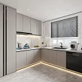 Modern Living and Dining Room Interior With Large TV Marble Accent Wall And Beige Sofa