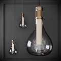 Modern Bulb Shaped Pendant Lights With Clear Glass Shade And Gold Finial Details
