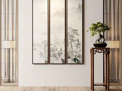 New Chinese Landscape Painting Decorative Painting 3d model
