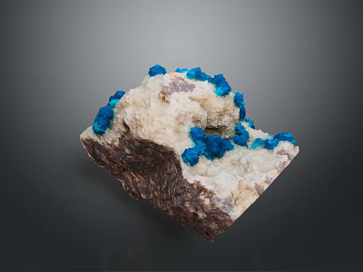 Natural Stone Wood Decorative Piece With Blue Crystals And Wooden Grain Base 3d model