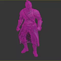 Detailed Fantasy Armored Warrior Character With Green Armor Helmet Standing Pose