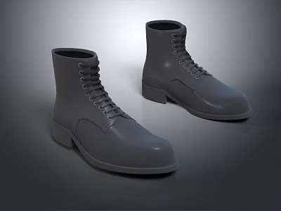 Gray Lace Up Boots With Sleek Modern Design And Flat Sole For Stylish Wear 3d model