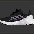 Black and Purple Sports Shoes with White Sole Striped Design and Black Laces