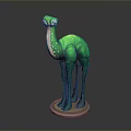 Green Spotted Long Neck Camel Like Animal Model on Beige Pedestal