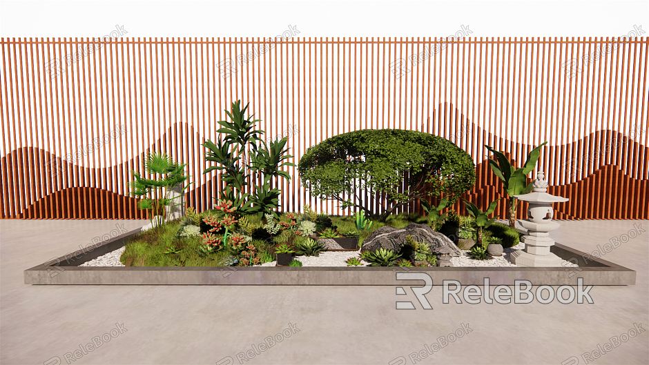 New Chinese style landscape sketch plant group courtyard landscape landscape wall model