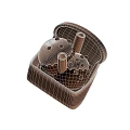 Delicious Chocolate Chip Dessert In Brown Box With Two Small Cylindrical Toppings