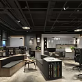 Modern Public Office Space Interior with Open Layout Desks Office Chairs Green Plants and Windows