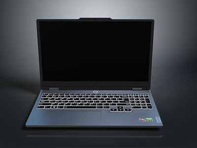 Sleek Modern Laptop Open With Black Screen And Full Keyboard Design 3d model
