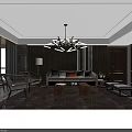 Modern Integrated Living And Dining Interior Design With Marble Finishes And Custom Display Cabinets