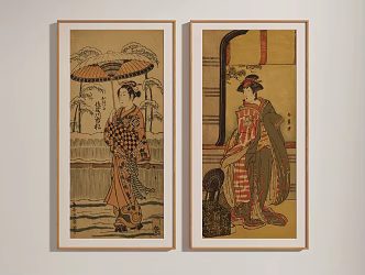 Japanese figure painting figure decorative painting 3d model