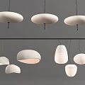 White Pendant Lights In Various Shapes For Modern Interior Decor Design 3d model