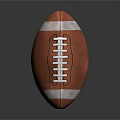 American Football Sports Equipment With Brown Leather Surface White Laces And Stripes Design