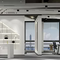 Modern Public Office Area With Open Layout Work Desks Office Chairs And Lighting Fixtures