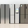 Modern Refrigerators With Various Models On Display In Showroom Featuring Sleek Design 3d model