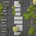Stepping Stones Garden Path With Stone Slabs And Green Shrubs Landscaping