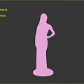Child In Blue Long Dress Standing On White Base With Gray Background