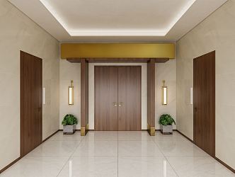 Light Luxury Hall Double Door 3d model