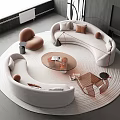 Modern Sofa Coffee Table Combination Curved Sofa Shaped Sofa Multi-person Sofa Leisure Sofa Glass Coffee Table Leisure Chair Office Sofa Floor Lamp 3d model