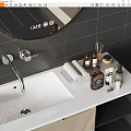 Modern Bathroom Accessories With Sink Faucet Tissue Rolls And Toiletries