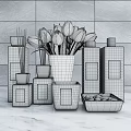 Elegant Modern Bathroom Accessories With Fragrance Diffusers Candles Vase And Decorative Stones