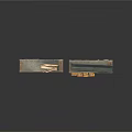 Two Metal Shelves With Wooden Boxes Scrolls Small Crates And Tool