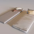 Stylish Upholstered Bed Mattresses In Gray And Beige With Decorative Pillows