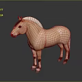 Light Brown Horse Model With White Mane Tail And Hooves On Dark Background