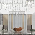 Spacious Modern Hotel Lobby With Elegant Chandelier Large Glass Windows Art Installation And Seating Areas