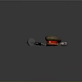 Red Rifle Military Cap Bloodstain And Silver Flask On Brick Pavement
