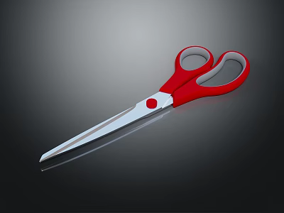 Red Handle Scissors For Daily Household Use With Sharp Stainless Steel Blades 3d model