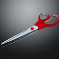 Red Handle Scissors For Daily Household Use With Sharp Stainless Steel Blades 3d model