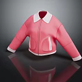 Stylish Pink Jacket With White Collar Cuffs And Front Zipper Pockets 3d model